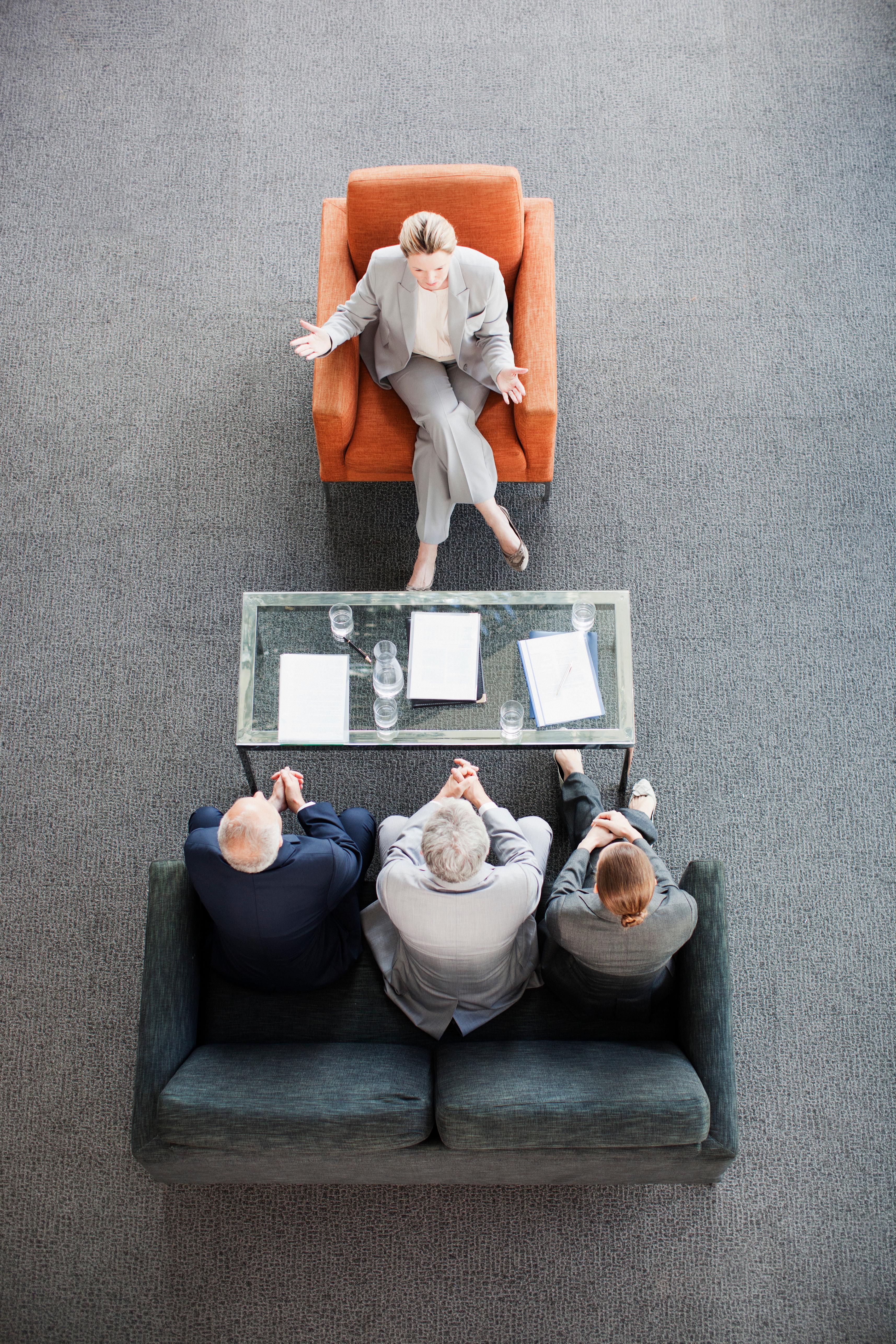 Assessment and interview materials viewed from above